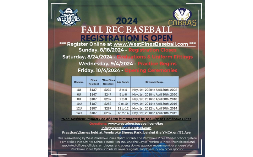 West Pines Baseball - FALL 2024 Rec Registration